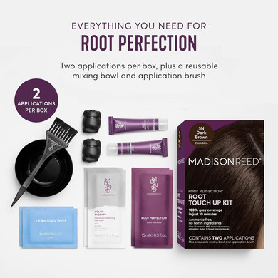 Madison Reed Root Perfection Permanent Root Touch Up, Medium Brown 6N Savoca, 10 Minutes For 100% Gray Root Coverage, Ammonia-Free Hair Dye, Two Applications