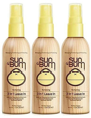 Sun Bum Revitalizing 3 In 1 Leave In Conditioner - Anti Frizz Detangler - Color Safe With Uv Protection - Enriched With Coconut Oil And Banana - 4 Oz