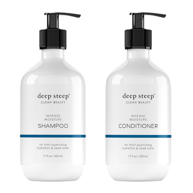 Deep Steep Intense Moisture Shampoo & Conditioner, 17 Oz  Hydrating Shampoo With Aloe, Shea Butter, Coconut Oil, Argan Oil & Quinoa Protein  Sulfate-Free, Vegan, Clean Beauty Hair Care