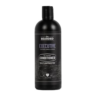 Live Bearded All-Natural Conditioner For Men - Promotes Hair Growth - Thinning And Hairloss - Deep Conditioning, Moisturizing | Executive Scent - Leather, Vanilla, Cedar