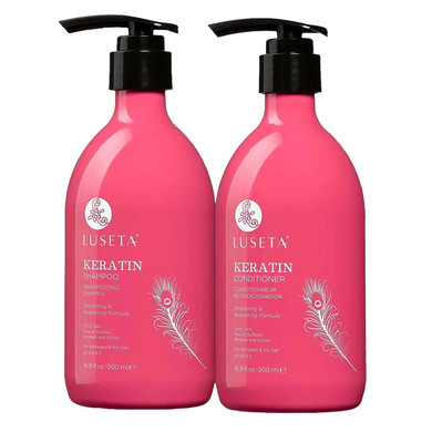 Luseta Biotin Shampoo And Conditioner Set With Argan Oil For Damaged Hair Repair, Growth And Thickening - Full Size And Travel Size (2X16.9 Oz + 2X1.01 Oz)