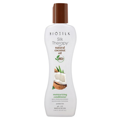 Biosilk Silk Therapy With Natural Coconut Oil Moisturizing Conditioner, Nourishing & Helps Eliminate Frizz, Sulfate, Paraben & Cruelty-Free, 5.64 Oz