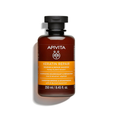 Apivita Keratin Repair Shampoo | Nourishes & Repairs Dry, Damaged Hair With Honey & Plant Keratin, Silicone-Free, 250 Ml / 8.45 Oz