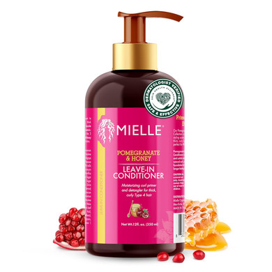 Mielle Organics Pomegranate & Honey Leave In Conditioner For Curly Hair - Moisturizing Detangler & Curly Hair Treatment To Help Repair Damage, Prevent Frizz & Improve Shine (12 Fl Oz)