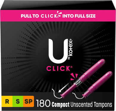 U By Kotex Tampons, Click Compact, Regular Absorbency, Unscented, 45 Count