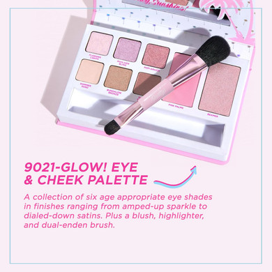 Petite N Pretty 9021 Glow! Eye & Cheek Makeup Palette For Kids, Tweens And Teens -3-In-1 Makeup Palette Of Blush, Eyeshadow, And Highlighter, Non-Toxic, Made In Usa