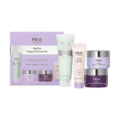 Prai Beauty Ageless Targeted Heroes Set - Anti-Aging & Hydrating Boxed Gift Set - Throat & Decolletage Day & Night Neck Crã£Â¨Me, 0.5 Oz Each, Upper Arm Crã£Â¨Me, 1 Oz, And Eye Tight Uplift Serum, 0.35 Oz