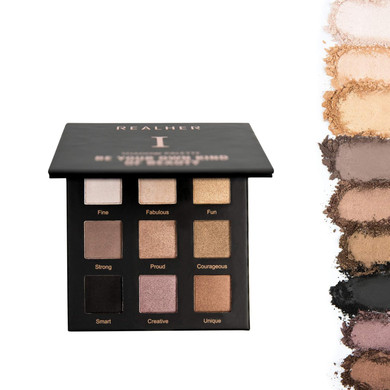 Realher Eyeshadow Palette I - Be Your Own Kind Of Beauty - 9 Shades - Nudes, Neutrals, Golds, Soft Matte Black