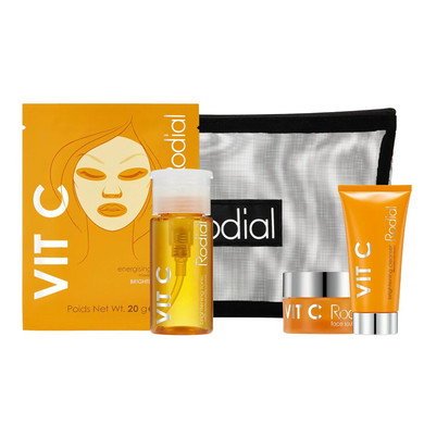 Rodial Vit C Little Luxuries Giftset: Energising Sheet Mask - Brightening Cleanser (20Ml) - Brightening Tonic Deluxe (100Ml) - Face Souffle Deluxe (15Ml), Beauty Set For Luminous And Rejuvenated Skin