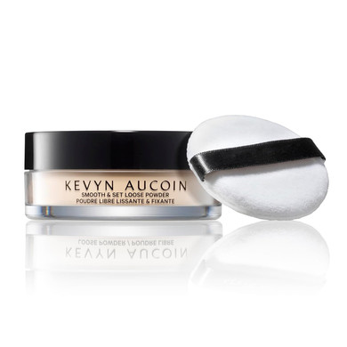 Kevyn Aucoin Smooth & Set Loose Powder With Puff: Universal Shade, All Skin Types & Tones. Sheer, Lightweight, Blends Well, Blurs Imperfections, Reduces Shine. Makeup Artist Go To For Even Skin Finish