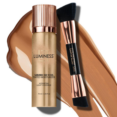 Luminess Airbrush Veil Tinted Moisturizer With Buffing Brush, Medium Warm 050 - Lightweight, Hydrating & Skin-Plumping Face Moisturizer Spray - Facial Skin Tint With Hyaluronic Acid, Ceramides & Aloe