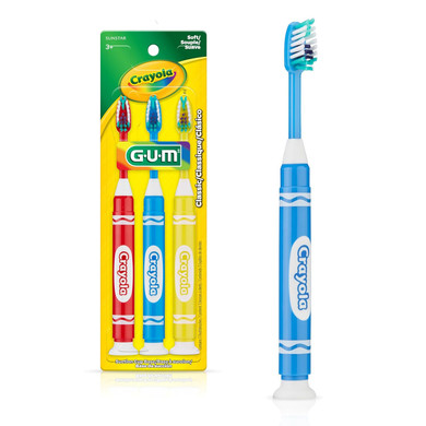 Gum Crayola Marker ChildrenS Toothbrush, Soft Bristled Kids Toothbrush Set Age 3+, Suction Cup Base, 3 Count