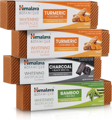 Himalaya Botanique Whitening Antiplaque Toothpaste With Charcoal And Black Seed Oil For Whiter Teeth, 4 Oz