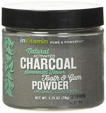 Natural Whitening Activated Charcoal Powder For Teeth And Gums (Spearmint)