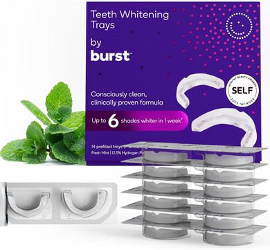 Burst Sensitive Teeth Friendly Whitening Kit | 7 Treatments With 12.5% Hydrogen Peroxide | Results In 15 Min. + Up To 6 Shades Whiter In 1 Week | Prefilled Gel Trays