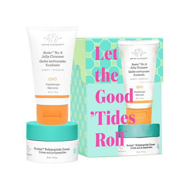 Drunk ElephantS Let The Good Tides Roll - Gel Edition Essentials Kit: Travel -Size Protini Polypeptide Cream And Beste No. 9 Jelly Cleanser