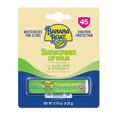 Banana Boat Sunscreen Lip Balm Spf 45 With Aloe Vera & Vitamin E, 0.15Oz | Moisturizing Lip Protection, Sunblock, Travel Size