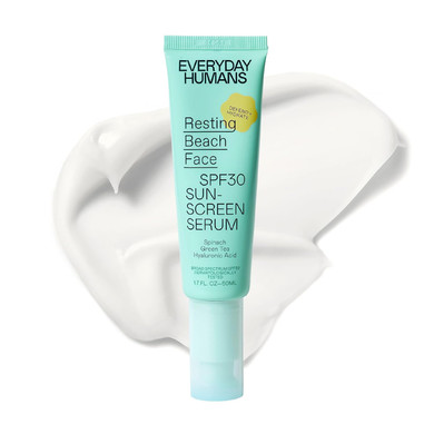 Everyday Humans Spf30 Resting Beach Face Sunscreen Serum For Women, 1.7Oz Pa +++ | Sheer, Light Glow Finish With Hyaluronic Acid | Make-Up Primer Face Spf Moisturizer For All Skin Types