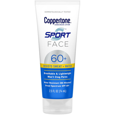 Coppertone Sport Face Sunscreen Lotion Spf 60+, Water Resistant Sunscreen With Broad Spectrum Spf 60+, Lightweight And Breathable, 2.5 Fl Oz Tube