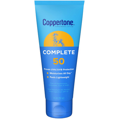 Coppertone Complete Sunscreen Lotion Spf 50, Face And Body Sunscreen, Lightweight, Water Resistant, 7 Fl Oz