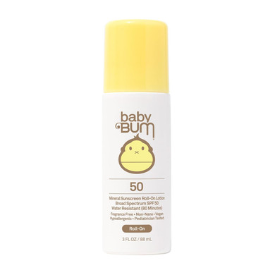 Sun Bum Baby Bum Mineral Spf 50 Roll-On Sunscreen - Vegan And Hawaii 104 Act Compliant (Without Octinoxate & Oxybenzone) - Broad Spectrum Moisturizing Uva/Uvb - Roller Ball Sunscreen Lotion - 3 Oz