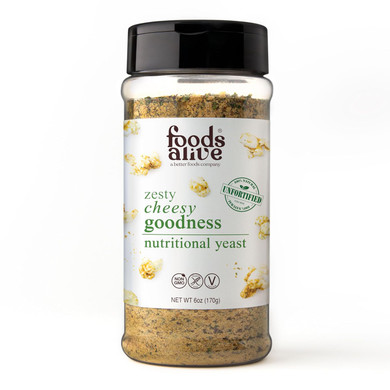 Foods Alive Zesty Cheesy Goodness Nutritional Yeast, 6Oz Shaker Jar/Non-Fortified, Vegan Cheese Powder Seasoning