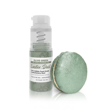 Luster Dust - Silver Sage (4G 1X Pump) | Edible Vegan Dust & Paint For Cake Decorating, Ice Cream, Desserts, Cocktails And Beverages By Bakell