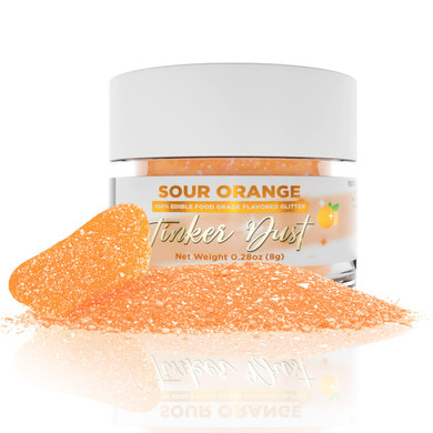 Bakell - Sour Orange Flavored Tinker Dust (8G, 1X Jar) Edible Glitter For Cakes, Cupcakes, Cake Pops, Gummies, Ice Cream And Cookies!