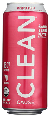 Clean Cause, Yerba Mate Energy Drink, Raspberry, 16 Oz