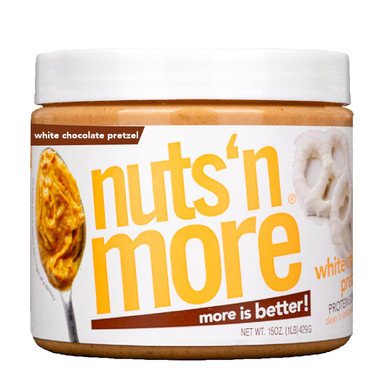 Nuts N More White Chocolate Pretzel Peanut Butter Spread - High Protein, Low Carb, Low Sugar, Gluten Free, Non-Gmo, All-Natural Nut Butter Snack (15Oz Jar)