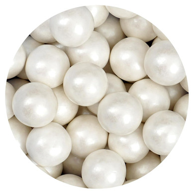 White Shimmer Gumballs 1 Inch Gumballs, 2 Pound Bulk Bag (Approx. 110 Pieces), White Candy, Gumballs 1 Inch White Shimmer, The Hampton Popcorn & Candy Company