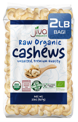 Jiva Organics Raw Organic Cashews (Whole) 4 Pound Bag