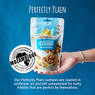 Sunshine Nut Company Whole Roasted Cashews, Perfectly Plain Flavor, Single 7 Oz. Bag, Gluten Free, Peanut Free And Vegan Individual Snack Packs For Kids And Adults, No Added Salt, Gmo Free