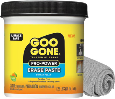 Goo Gone Pro-Power Erase Paste, Multi Purpose Cleaning Product For Metal, Countertops, Porcelain, Tile, Surface Safe, Removes Gooey Mess, Grease, Adhesives, Rust Stains, Residue Free, Microfiber Cloth