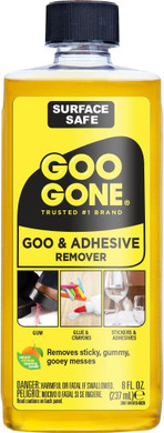 Goo Gone Original Adhesive Remover - 4 Ounce - Surface Safe Adhesive Remover Safely Removes Stickers Labels Decals Residue Tape Chewing Gum Grease Tar