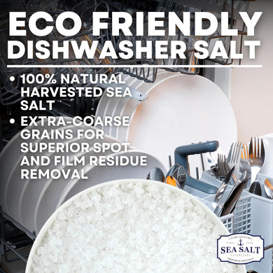 Dishwasher Salt, Natural Water Softener Salt, Food Grade Coarse Sea Salt Compatible With Miele, Thermador, Whirlpool, & Bosch Dishwasher, (10 Lb, 2X5 Lb Bag)