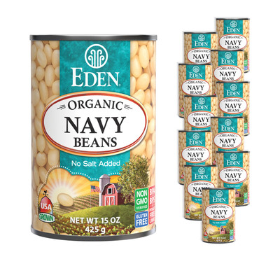 Eden Organic Navy Beans, 15 Oz Can, Dry, Organic, Pearl Haricot, Yankee Bean, Boston Bean, Non-Gmo