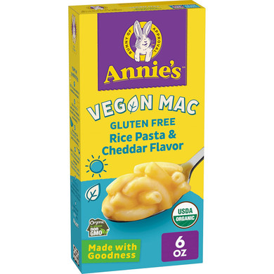 AnnieS Vegan Mac Rice Pasta And Cheddar Flavor Dinner With Organic Gluten Free Pasta, 6 Oz