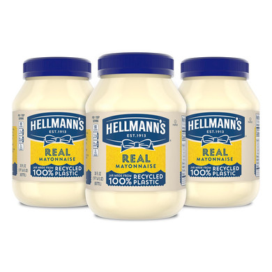 Hellmann'S Mayonnaise 3 Count Real Mayo For A Creamy Condiment For Sandwiches And Simple Meals Gluten Free, Made With Cage-Free Eggs 30 Oz