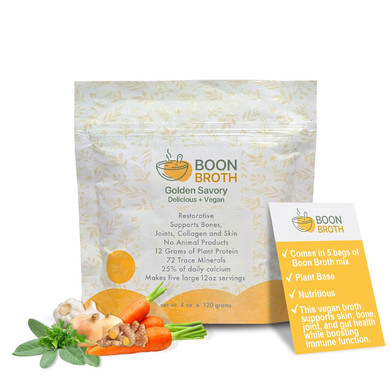 Boon Broth - 14-Day Gut Reset Kit With 30 Recipe Guide - Plant-Based Soup Powder With 72 Trace Minerals - Supports Bones, Joints, & Skin - Vegan-Friendly, Quick & Easy - 5 Bags (4 Oz Each)