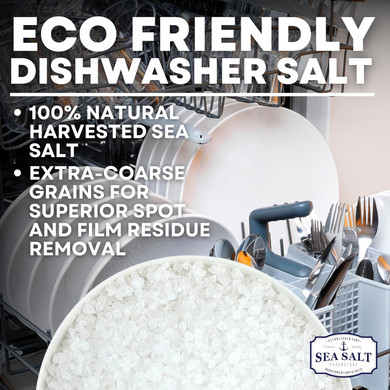Dishwasher Salt, Natural Water Softener, Food Grade Coarse Sea Salt Compatible With Miele, Thermador, Whirlpool, & Bosch Dishwasher (10 Lb, 2X5 Lb Bag)