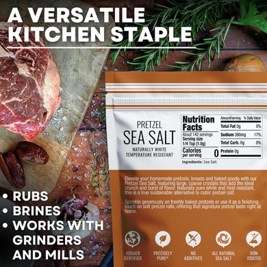 Pretzel Coarse Sea Salt For Soft Pretzels, Heat Resistant Bagel And Soft Pretzel Salt, All Natural For Baking, 5 Oz Bag