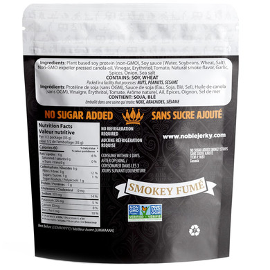 Noble Jerky - Vegan Keto Smokey Strips, High-Protein Vegetarian Jerky, Plant-Based Snack, 2.47 Oz (3 Pack)