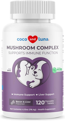 Mushroom Complex For Dogs - 120 Chewable Tablets - Turkey Tail Mushroom - Immune, Joint, Digestive, And Liver Support With Milk Thistle