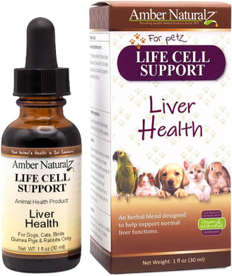 Amber Naturalz Life Cell Support Herbal Supplement For Dogs, Cats, Birds, Guinea Pigs, And Rabbits | Pet Herbal Supplement For Liver Health | 1 Fluid Ounce Glass Bottle | Manufactured In The Usa