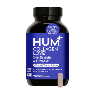 Hum Collagen Love Skin Supplement - Collagen Peptides W/Hyaluronic Acid & Vitamin C, Supports Firm Skin & Helps Minimize Signs Of Aging - Supplements For Women And Men (90-Count)