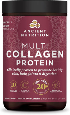 Collagen Powder Protein By Ancient Nutrition, Multi Collagen Vanilla Protein Powder, 45 Servings, With Vitamin C, Hydrolyzed Collagen Peptides Supports Skin And Nails, Gut Health, 16.7Oz