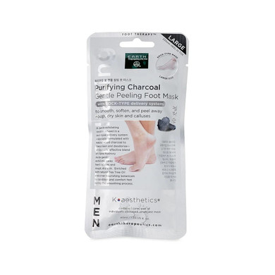 Earth Therapeutics Purifying Charcoal Gentle Peeling Foot Mask - Large Size (1 Pair)