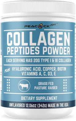 Multi Collagen Peptides Powder 12.06 Oz - Unflavored Protein Powder, Hydrolyzed Collagen Peptides With Hyaluronic Acid, Copper, Biotin & Multivitamin For Nail, Skin, Hair & Gut Health