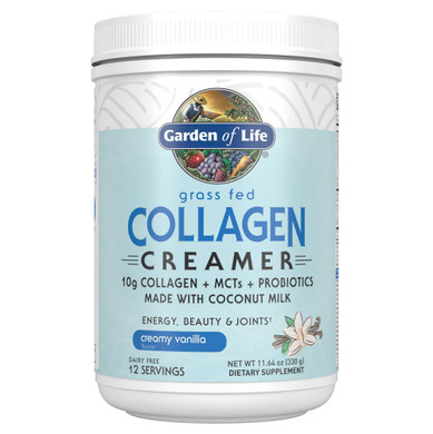 Garden Of Life Grass Fed Collagen Creamer Powder - Vanilla, 12 Servings, Collagen Powder For Coffee Energy Beauty Joints, Coconut Mcts, Keto Protein Supplements